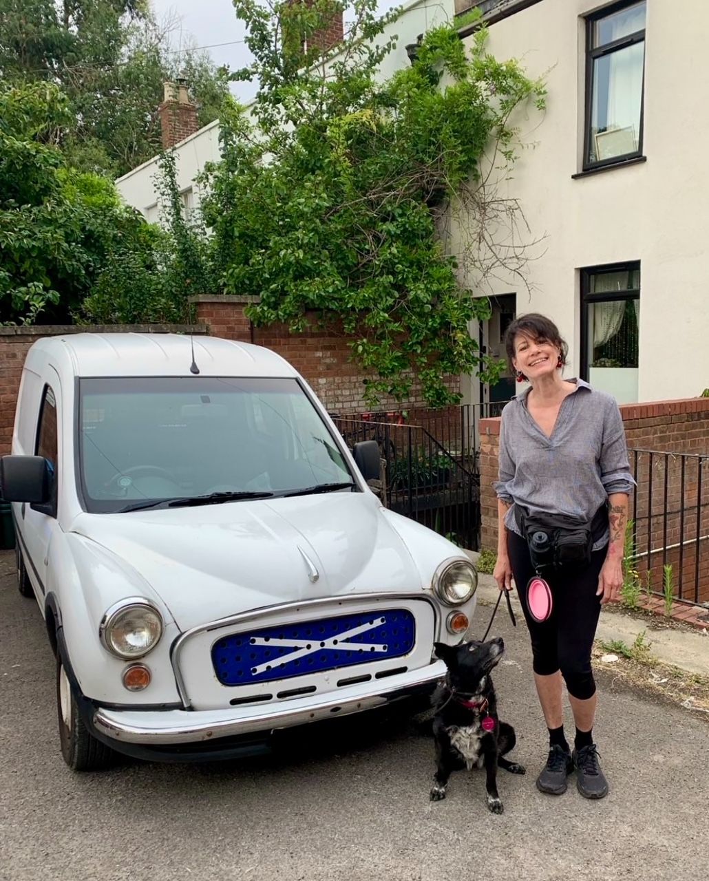 Silke and Maisy with the van